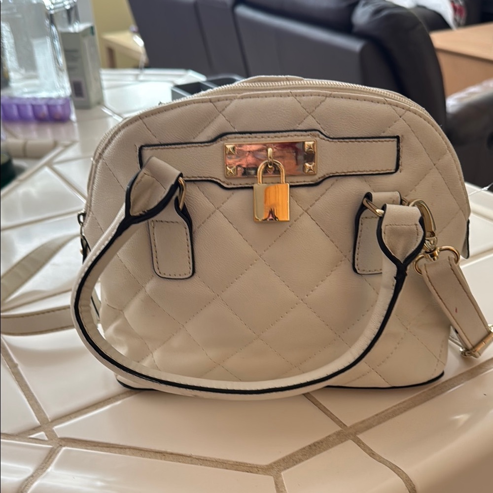 Apt. 9 Cream Quilted Crossbody/Handle/Shoulder Bag